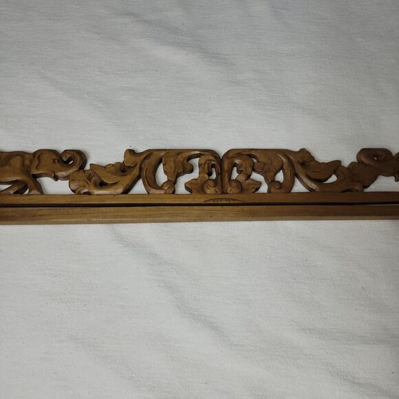 Wooden Wall Rod Rack Handmade Decorative Display Home Decor Elephant Leaf Leaves - Picture 2 of 6